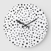 Dalmatiner-Spots, Dalmatiner-Punkte, Schwarz und W Große Wanduhr (Vorderseite)