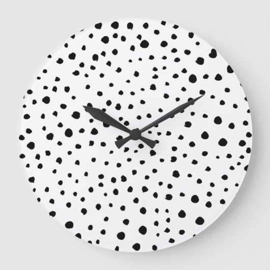 Dalmatiner-Spots, Dalmatiner-Punkte, Schwarz und W Große Wanduhr (Vorderseite)