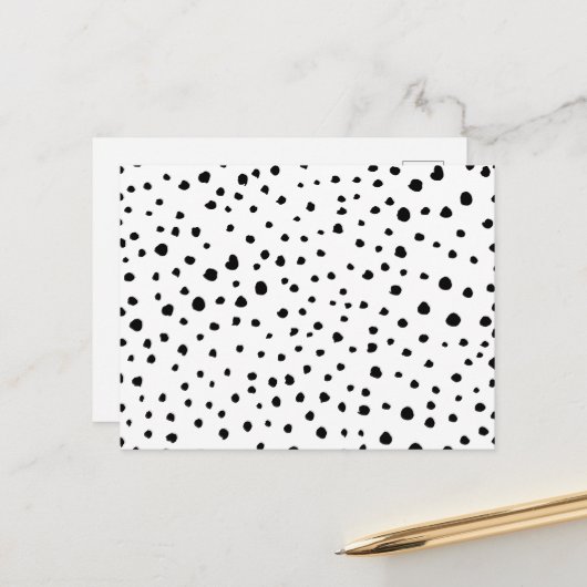 Dalmatiner-Spots, Dalmatiner-Punkte, Schwarz und W Postkarte (Vorderseite/Rückseite Beispiel)