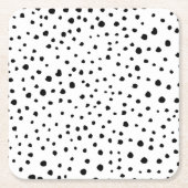 Dalmatiner-Spots, Dalmatiner-Punkte, Schwarz und W Rechteckiger Pappuntersetzer (Vorderseite)