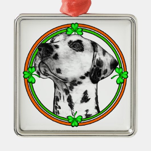 Dalmatiner St Patricks Day Ornament Aus Metall (Vorne)