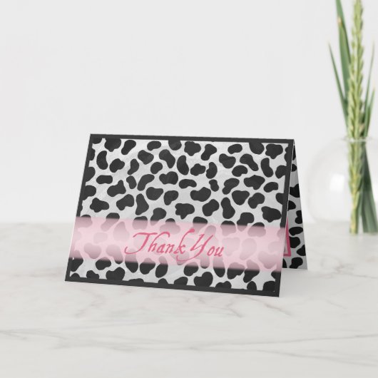 Dalmatiner-Stellen-Muster-Rosa danken Ihnen Dankeskarte (Vorderseite)