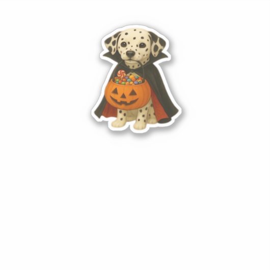 Dalmatiner Trick-oder Leckerei Halloween Hund mit Aufkleber (Vorderseite)