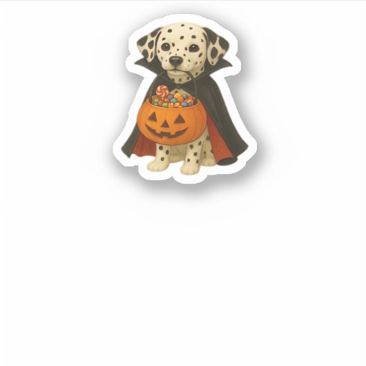 Dalmatiner Trick-oder Leckerei Halloween Hund mit Aufkleber (Vorderseite)