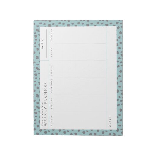Dalmatiner Turquoise Weekekly Planner Notepad Notizblock (Rotiert)