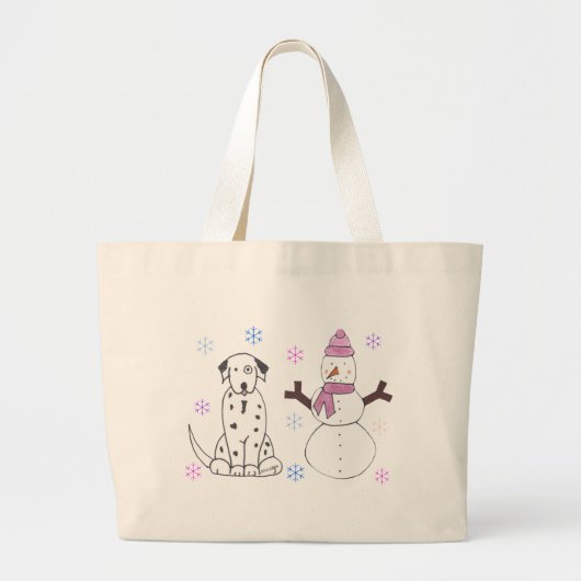 Dalmatiner u. Snowman Jumbo Stoffbeutel (Vorne)