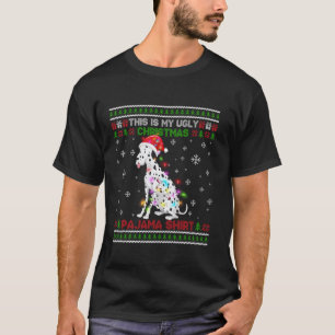 Dalmatiner Ugly Christmas Pajama Funny Lights Sant T-Shirt