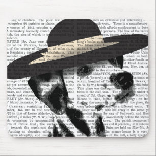 Dalmatiner und geströmter schwarzer Hut Mousepad