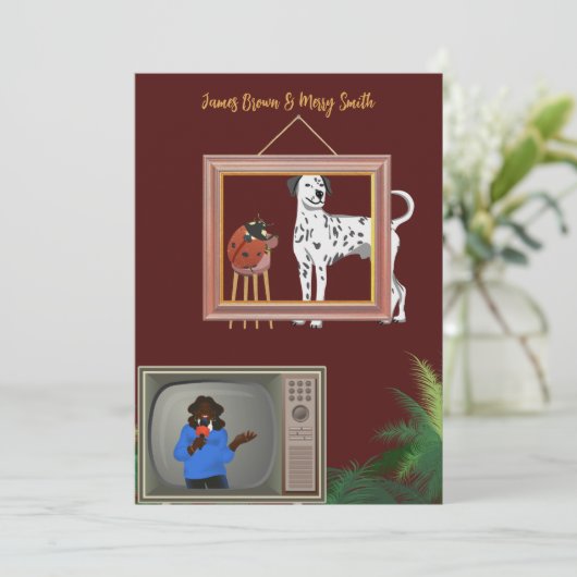 Dalmatiner- und Ladybug-Hochzeit Einladung (Stehend Vorderseite)