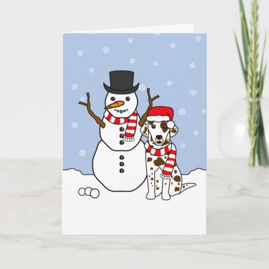 Dalmatiner und Snowman Feiertagskarte (Vorderseite)