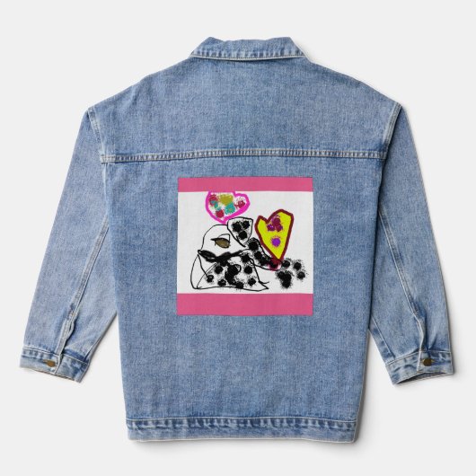 Dalmatiner-Valentinfarbe Jeansjacke (Rückseite)
