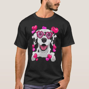 Dalmatiner Valentinstag Herz Brille Lustiger Hund T-Shirt