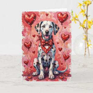 Dalmatiner Valentinstag Hund mit Herzen Rot Karte