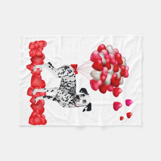 Dalmatiner Valentinstag Outfit Herzchen Lover Fleecedecke (Vorderseite (Horizontal))