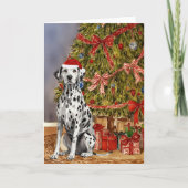 Dalmatiner Wasserfarbe unter Weihnachtsbaumkarte Karte (Vorderseite)