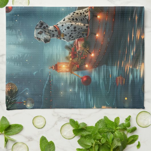 Dalmatiner Weihnachten Feierliche Reise Geschirrtuch (Gefaltet)