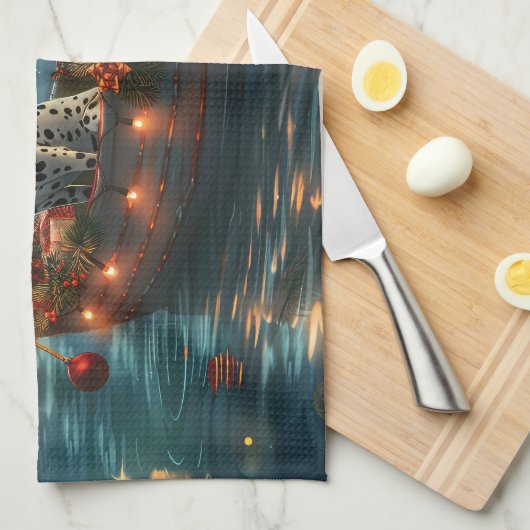 Dalmatiner Weihnachten Feierliche Reise Geschirrtuch (Viertel Falte)