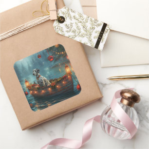 Dalmatiner Weihnachten Feierliche Reise Quadratischer Aufkleber