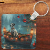 Dalmatiner Weihnachten Feierliche Reise Schlüsselanhänger (Rückseite)