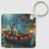 Dalmatiner Weihnachten Feierliche Reise Schlüsselanhänger (Rückseite)