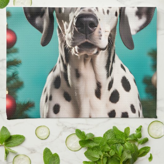 Dalmatiner Weihnachten Geschirrtuch (Gefaltet)