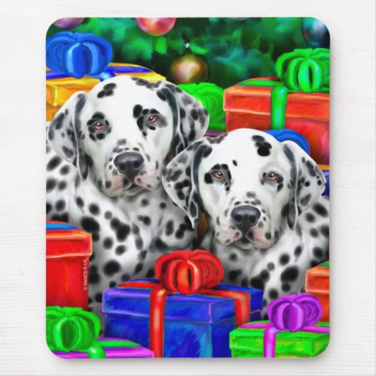 Dalmatiner Weihnachten Offene Geschenke Mousepad (Vorne)