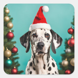 Dalmatiner Weihnachten Quadratischer Aufkleber
