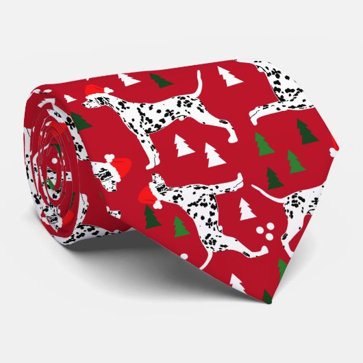 Dalmatiner Weihnachten Urlaub Rote Weihnachtsmannm Krawatte (Gerollt)