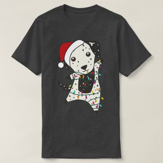 Dalmatiner Weihnachten Weihnachtstiere Lichter T-Shirt (Design vorne)
