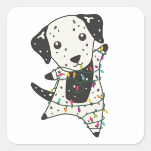 Dalmatiner Weihnachts Hund Wintertiere Hunde Quadratischer Aufkleber
