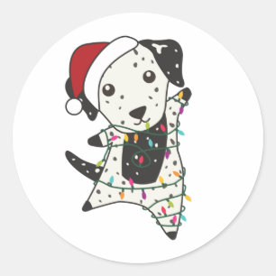 Dalmatiner Weihnachts Hund Wintertiere Hunde Runder Aufkleber