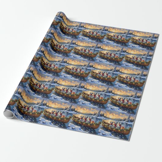 Dalmatiner Weihnachtsboot-Feiertag Geschenkpapier (Ungerollt)