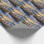 Dalmatiner Weihnachtsboot-Feiertag Geschenkpapier (Ecke)
