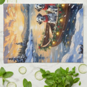 Dalmatiner Weihnachtsboot-Feiertag Geschirrtuch (Gefaltet)