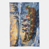Dalmatiner Weihnachtsboot-Feiertag Geschirrtuch (Vertikal)