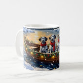 Dalmatiner Weihnachtsboot-Feiertag Kaffeetasse (Vorderseite Links)