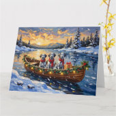 Dalmatiner Weihnachtsboot-Feiertag Karte (Gelbe Blume)