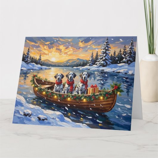 Dalmatiner Weihnachtsboot-Feiertag Karte (Vorderseite)