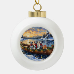 Dalmatiner-Weihnachtsboot-Feiertag Keramik Kugel-Ornament