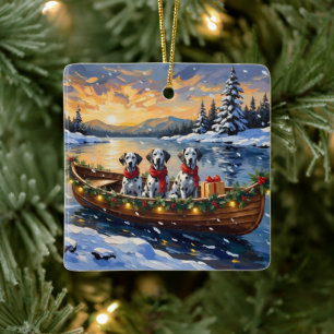 Dalmatiner-Weihnachtsboot-Feiertag Keramikornament