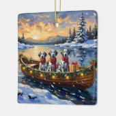 Dalmatiner-Weihnachtsboot-Feiertag Keramikornament (Links)