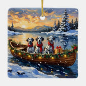 Dalmatiner-Weihnachtsboot-Feiertag Keramikornament (Rückseite)