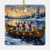 Dalmatiner-Weihnachtsboot-Feiertag Keramikornament (Vorderseite)