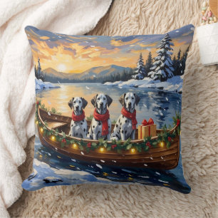 Dalmatiner Weihnachtsboot-Feiertag Kissen