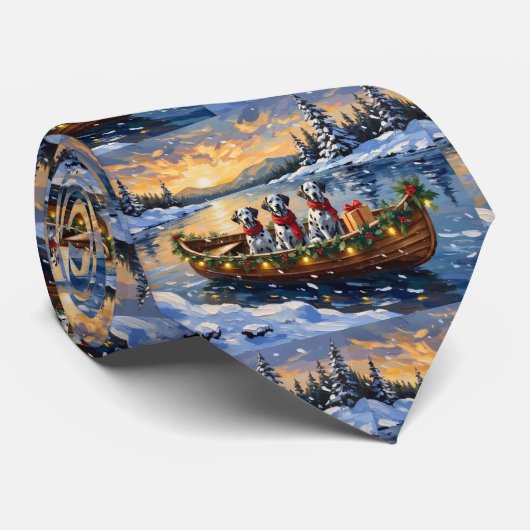 Dalmatiner-Weihnachtsboot-Feiertag Krawatte (Gerollt)