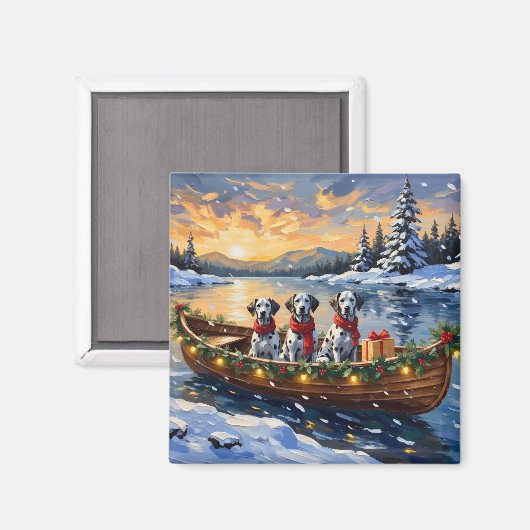 Dalmatiner Weihnachtsboot-Feiertag Magnet (Vorderseite/Rückseite)