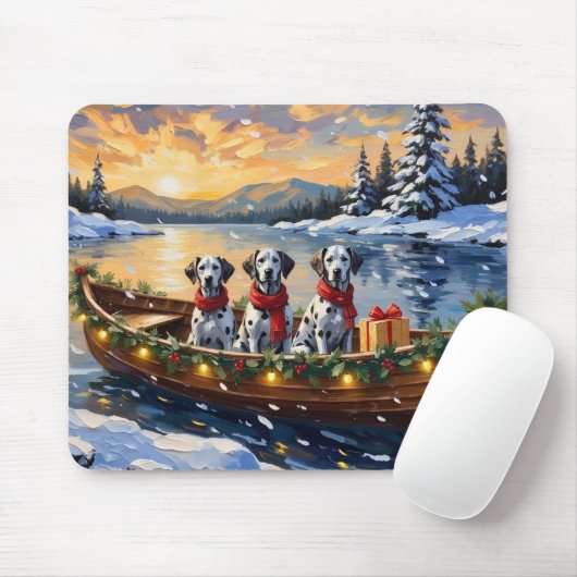Dalmatiner Weihnachtsboot-Feiertag Mousepad (Mit Mouse)