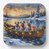 Dalmatiner Weihnachtsboot-Feiertag Pappteller (Vorderseite)