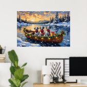 Dalmatiner Weihnachtsboot-Feiertag Poster (Heimbüro)
