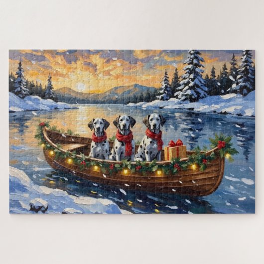 Dalmatiner Weihnachtsboot-Feiertag Puzzle (Horizontal)